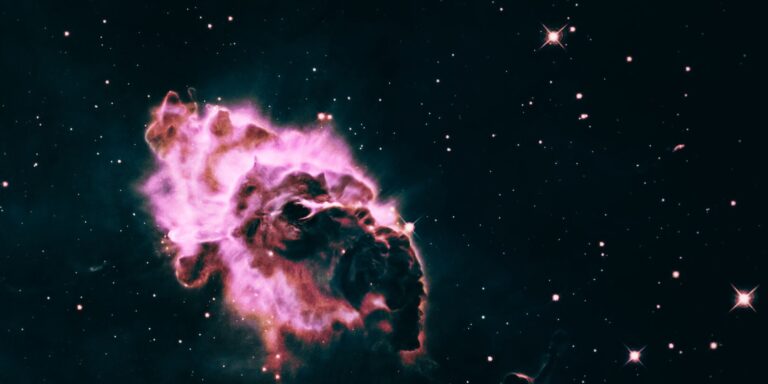 A vibrant, trippy space nebula with swirling cosmic colors, symbolizing the mystical and expansive nature of light language.